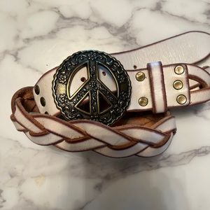 Lucky Brand peace sign leather belt